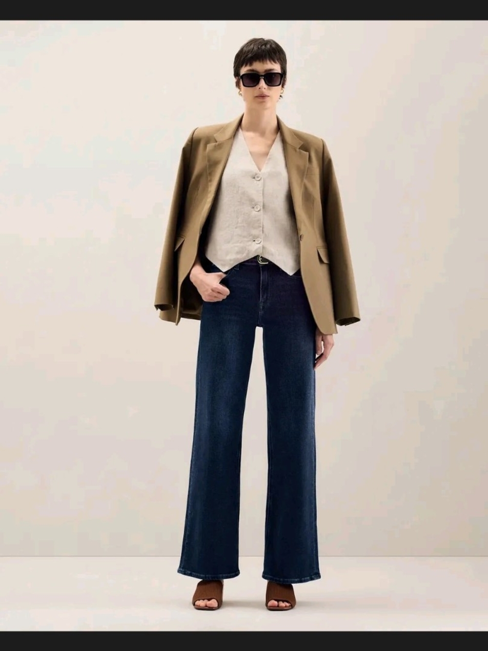 Quince Bella Stretch Dark Blue Wide-Leg Jeans
